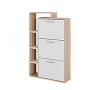 Vicco Basculeur à chaussures Orlando, Blanc/Sonoma, 80x128.3cm | avec 3 compartiments, pour le rangement et l’organisation des chaussures