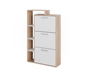 Vicco Basculeur à chaussures Orlando, Blanc/Sonoma, 80x128.3cm | avec 3 compartiments, pour le rangement et l’organisation des chaussures