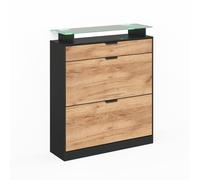 Vicco Benne à chaussures Alex, Chêne doré/Anthracite, 89x105cm | avec éclairage LED