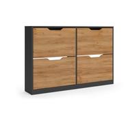 Vicco Benne à chaussures Luca, Anthracite/Chêne doré, 116x77cm avec 2 x 2 compartiments basculants