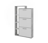 Vicco Benne à chaussures Orlando, blanc/béton, 80x128.3cm | avec 3 compartiments pliables, pour le rangement peu encombrant des chaussures et le dépôt d’accessoires