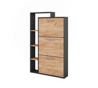 Vicco Benne à chaussures Orlando, Chêne doré/anthracite, 80x128.3cm | avec 3 compartiments pliables, pour le rangement peu encombrant des chaussures et le dépôt d’accessoires