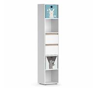 Bibliothèque enfant Vicco Robert Blanc 36.2x171cm avec boxes pliants multicolores, Model 40375