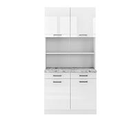 Vicco Bloc Cuisine R-Line, Blanc Haute Brillance, 100cm | PT Marbre, pour une combinaison modulaire dans les ensembles de cuisine