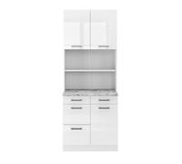Vicco Bloc Cuisine R-Line, Blanc Haute Brillance, 80cm | PT Marbre, pour une combinaison modulaire dans les ensembles de cuisine