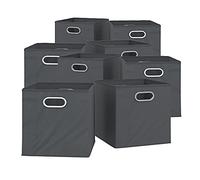 Vicco Boîte pliante, Anthracite 30 x 30 cm | Jeu de 8 pièces, compatible avec les systèmes d'étagères avec œillet de préhension intégré