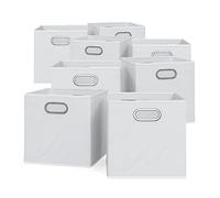 Vicco Boîte pliante, Blanc, 30x30cm | Jeu de 8 pièces, compatible avec les systèmes d'étagères avec œillet de préhension intégré
