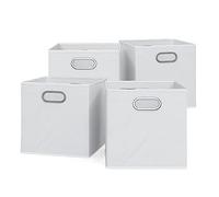 Vicco Boîte pliante, Blanc, 30x30cm | Lot de 4, compatible avec les systèmes d'étagères avec œillet de préhension intégré