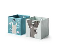 Vicco Boîte pliante, Bleu-gris, 30x30cm | Lot de 2, avec œillet pour un retrait facile et motifs adaptés aux enfants