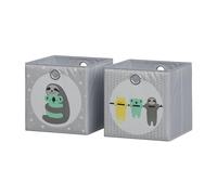 Vicco Boîte pliante, Gris, 30x30cm | (motif paresseux), avec œillet pour un retrait facile et motifs adaptés aux enfants