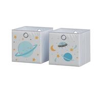 Vicco Boîte pliante, Gris (espace), 30x30cm | (motif univers), avec œillet pour un retrait facile et motifs adaptés aux enfants