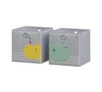 Vicco Boîte pliante, Gris (ours & hippopotame), 30x30cm | (motif ours & hippopotame), avec œillet pour un retrait facile et motifs adaptés aux enfants