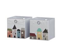 Vicco Boîte pliante, Gris (ville), 30x30cm | (motif ville), avec œillet pour un retrait facile et motifs adaptés aux enfants
