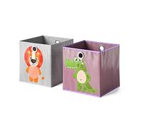 Vicco Boîte pliante, Gris/violet, 30x30cm | Lot de 2, avec œillet pour un retrait facile et motifs adaptés aux enfants