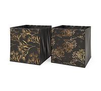 Vicco Boîte pliante, noir/or, 30x30cm | Set de 2 options1, compatible avec les systèmes d'étagères avec œillet de préhension intégré