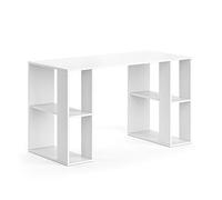 Vicco Bureau "Arian", Blanc 130 x 60 cm | avec compartiments latéraux ouverts pour espace de rangement supplémentaire