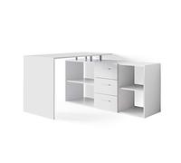 Vicco Bureau d'angle Dante, Blanc, 215x60cm | pour une répartition flexible de l’espace et des possibilités d’installation variables