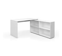 Vicco Bureau d'angle FlexPlus, Blanc, 137x60cm | avec étagère ouverte et possibilité d’installation variable