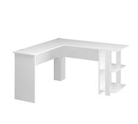 Vicco Bureau d'angle Nikita, Blanc, 140x140cm | avec des compartiments ouverts pour un rangement flexible