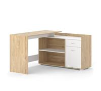 Vicco Bureau d'angle Noira, Sonoma, 135x77cm | avec tiroir, convient pour un montage d’angle à gauche ou à droite