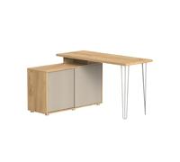Vicco Bureau d'angle Notivo, Cachemire, 135x55cm | avec armoire de classement, adapté au télétravail et au bureau