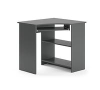 Vicco Bureau d'angle Odin, Anthracite, 83x76cm | avec plateau clavier coulissant et surfaces de rangement