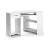Vicco Bureau d'angle Odin, Blanc, 83x76cm | Set avec armoire PC, avec plateau clavier coulissant et compartiment ouvert pour appareils