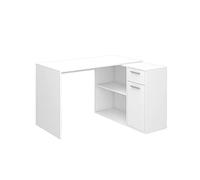 Vicco Bureau d'angle Robin, Blanc, 120x60cm | avec tiroir coulissant et positionnement variable