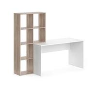 Vicco Bureau Mara, Blanc/Sonoma, 166.8x59cm | avec étagère latérale pour le rangement et l’organisation