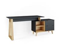 Vicco Bureau Nautica, Anthracite, 138x60cm | avec tiroirs, XL, compatible avec les meubles de la collection Neptun