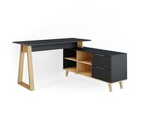 Vicco Bureau Nautica, Anthracite, 138x60cm | avec tiroirs, XXL, compatible avec les meubles de la collection Neptun