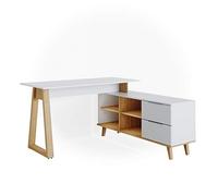 Vicco Bureau "Nautica", Blanc 138 x 60 cm | avec tiroirs XXL, adapté aux postes de travail informatiques et à une utilisation en télétravail