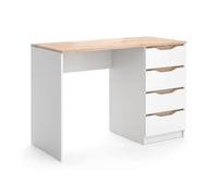 Vicco Bureau "Ruben", Blanc/Chêne Artisan 110 x 50 cm | avec 4 tiroirs