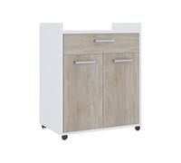 Vicco Caisson Roulant Ansel, Blanc/Sonoma, 60x40cm avec tiroirs, déplaçable sur roulettes pour Une Utilisation Flexible dans l’Espace de Travail