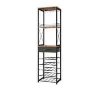 Vicco Casier à vin "Porto", Chêne rustique, 40x147.5cm | avec tiroir, compatible avec la série Porto pour un stockage flexible des bouteilles de vin