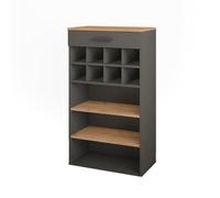 Vicco Casier à vin "Repose", Chêne doré/anthracite, 60x106cm | convient au rangement des bouteilles de vin et des livres