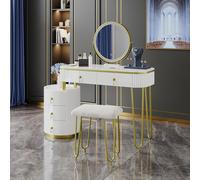 Vicco Coiffeuse Charlène, Blanc, 100cm | avec miroir LED, avec éclairage LED et grand miroir à monter au mur