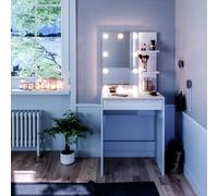 Vicco Coiffeuse Isabelle, Blanc, 60cm | avec éclairage LED, Peu encombrant et fonctionnel à la fois