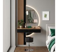 Vicco Coiffeuse Melina, Chêne/Noir, 100cm avec Miroir LED et Tabouret, Parfait pour Une Routine beauté structurée