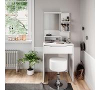 Vicco Coiffeuse "Ruben", Blanc 60 cm | ✓ Miroir · ✓ Tabouret · 1 Tiroir · Sur pied · avec compartiments de rangement