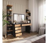 Vicco Coiffeuse Sherry, Anthracite/chêne doré, 120x75cm | sans miroir, 5 tiroirs pour différents besoins de rangement