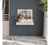 Vicco Coiffeuse Sherry, Blanc/Blanc Brillant, 80cm | 2 parties, avec éclairage LED et grand miroir pour les soins quotidiens