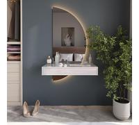 Vicco Coiffeuse Sherry, Blanc Haute Brillance, 81.4cm avec Miroir LED