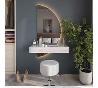 Vicco Coiffeuse Sherry, Blanc Haute Brillance, 81.4cm avec Miroir LED et Tabouret