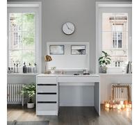 Vicco Coiffeuse Sherry, Blanc/Or, 120cm | sans miroir, 5 tiroirs pour différents besoins de rangement