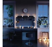 Vicco Coiffeuse Sherry, Noir/Or, 120cm | avec éclairage LED et tabouret, avec éclairage LED et tabouret assorti