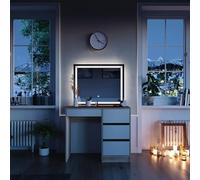 Vicco Coiffeuse Sherry, Sonoma, 90cm avec Miroir LED, avec éclairage LED et Tabouret Assorti