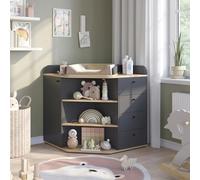 Commode à langer Vicco Aria Anthracite 85x90cm avec étagères et 4 tiroirs, Model 59340