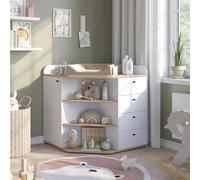 Commode à langer Vicco Aria Blanc 85x90cm avec étagères et tiroirs, Model 59339