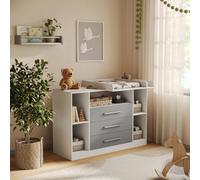Vicco Commode à Langer Olina, Blanc/Gris 138.3 x 93 cm